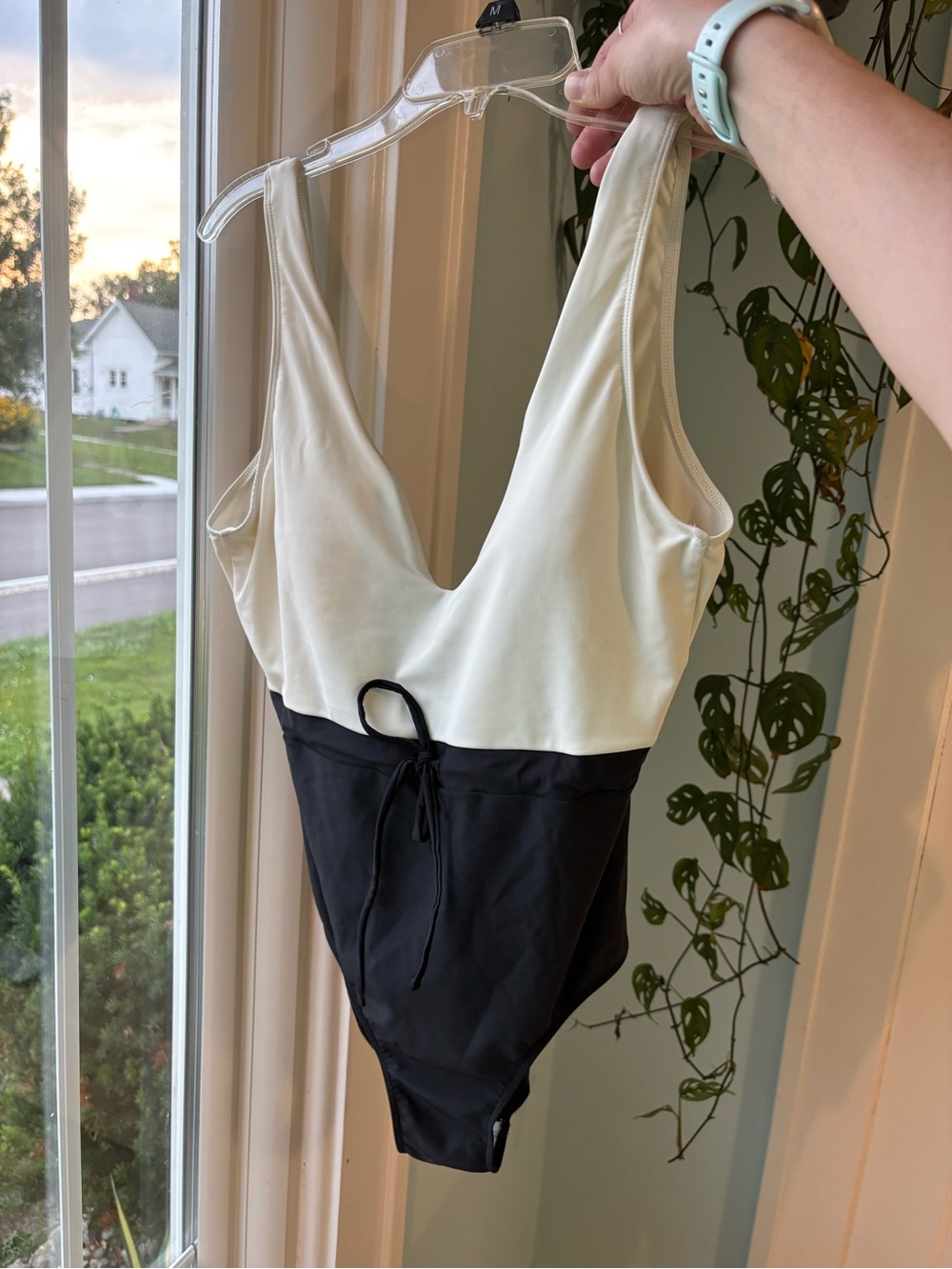 Summersalt The Tie Waist Backflip One Piece Colorblock Swimsuit Black White 8